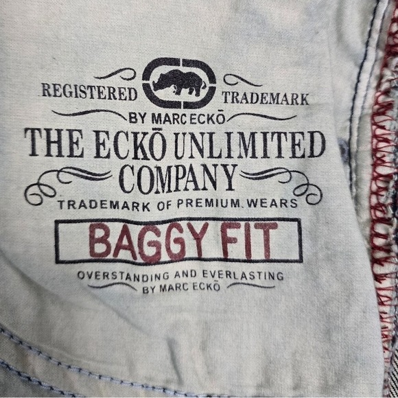 Vintage Marc Ecko Unltd Mens Jeans Baggy Fit 42×31 Dark Wash Denim Cyber Y2K NWT - Picture 8 of 11